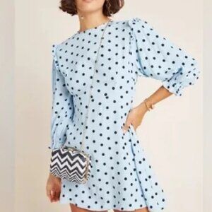 NEW WITH TAGS * Faithfull the Brand Edwina Mini Dress in Blue * Blue‎ Sylve Dot